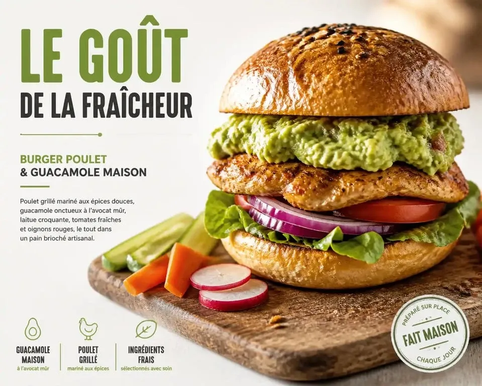 Burger au poulet et guacamole, une idée originale pour savoir avec quoi manger le guacamole