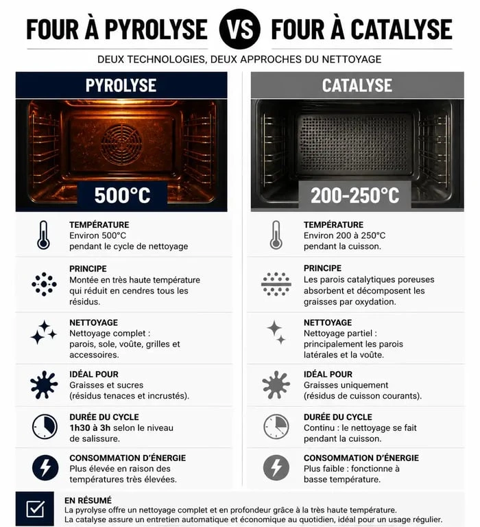 Comparatif entre un four à pyrolyse et un four à catalyse pour comprendre le fonctionnement et choisir son appareil