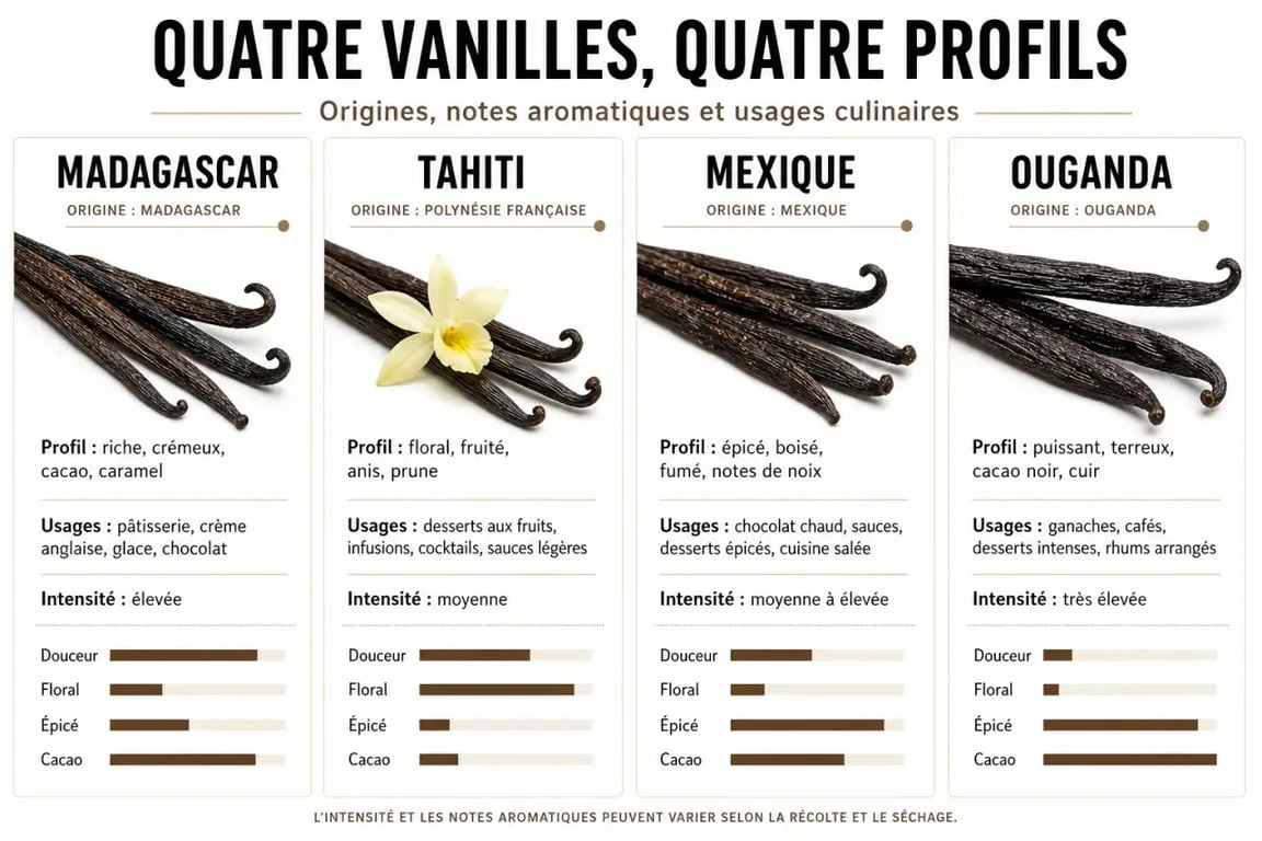 Comparatif des origines et profils aromatiques des gousses de vanille