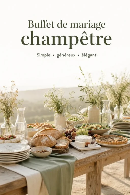 Idée de repas de mariage simple et pas cher avec un buffet champêtre chic