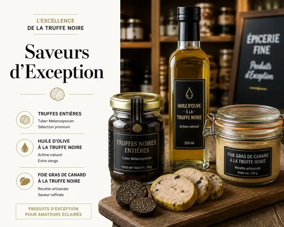 Produits gastronomiques à base de truffe noire chez La Truffe Sarladaise à Vézac
