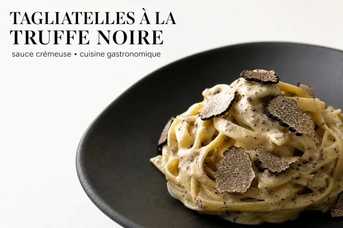 Sauce à la truffe crémeuse servie sur des tagliatelles fraîches
