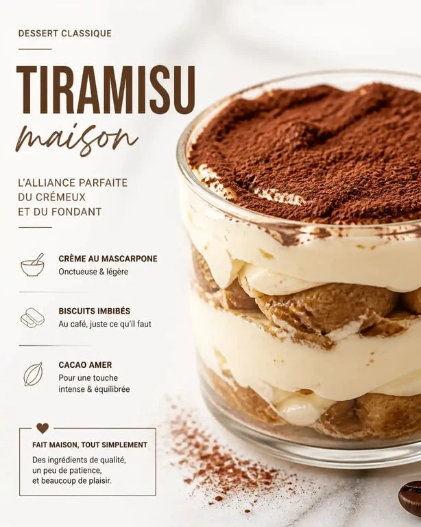Tiramisu maison onctueux, un dessert au mascarpone gourmand et facile à réaliser
