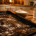Nettoyer plaque four : bicarbonate et vinaigre contre graisses brûlées