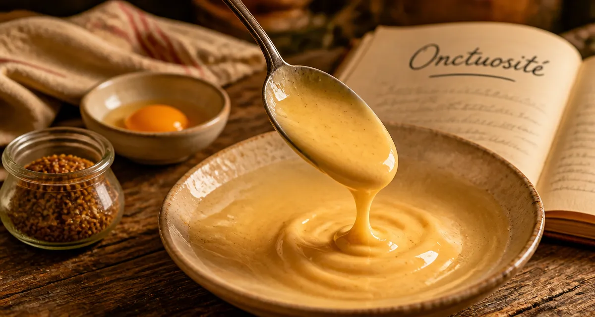 Onctuosité définition : sauce onctueuse nappante, gouttes luisantes