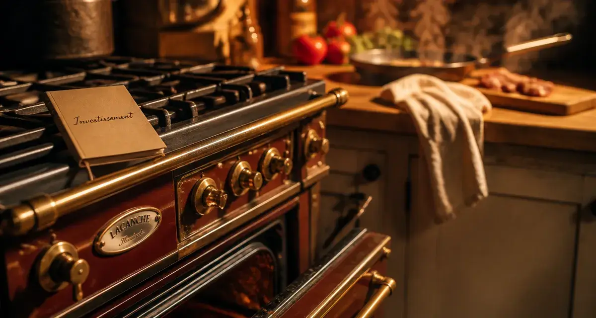 Piano Lacanche prix en cuisine patrimoniale Bourgogne, émail et laiton
