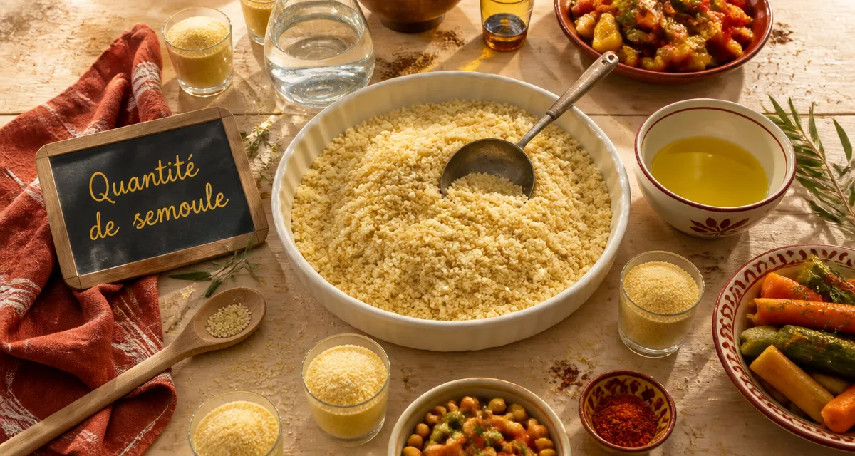Semoule quantité par personne en plat sur table