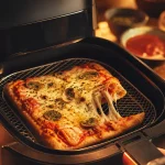 Air fryer pizza croustillante, mozzarella fondue