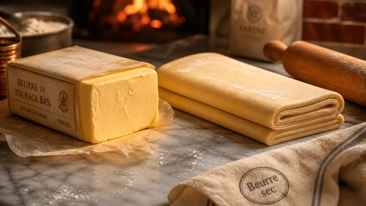 Beurre pour pate feuilletée 84% : beurre de tourage sur marbre froid