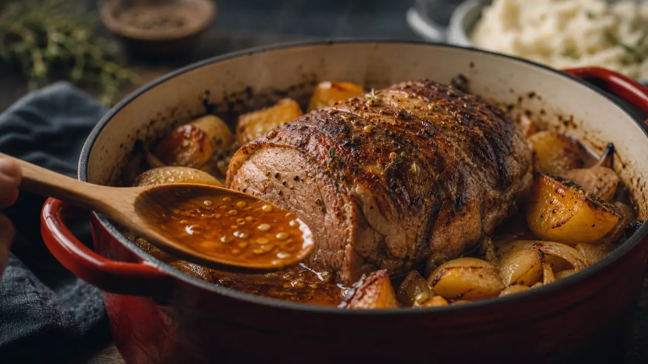 Cuisson au four rouelle de porc tendre et fondante