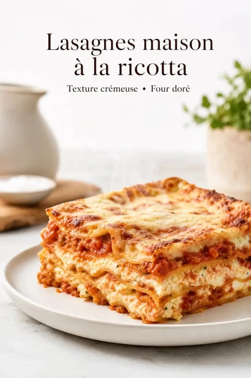 Lasagnes maison crémeuses préparées avec de la ricotta ou un substitut adapté