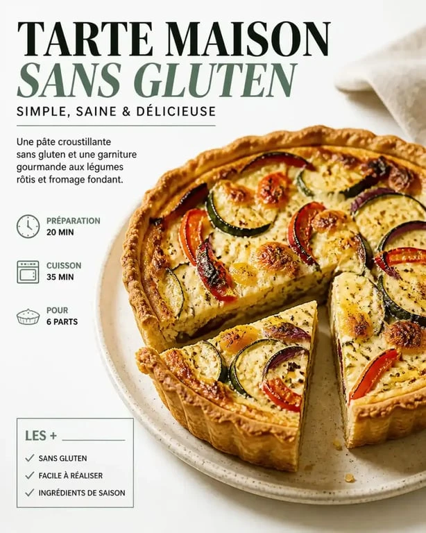 Pâte à tarte sans gluten dorée et croustillante dans un moule à tarte