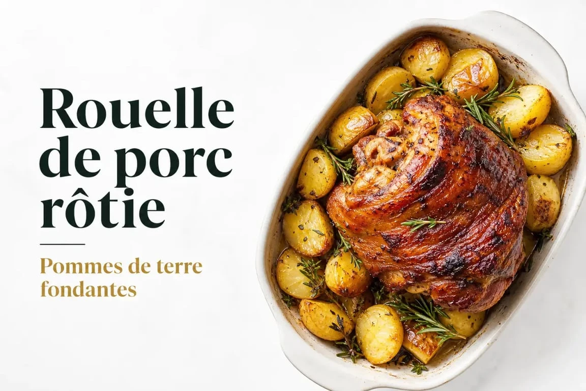 Rouelle de porc rôtie au four avec pommes de terre fondantes
