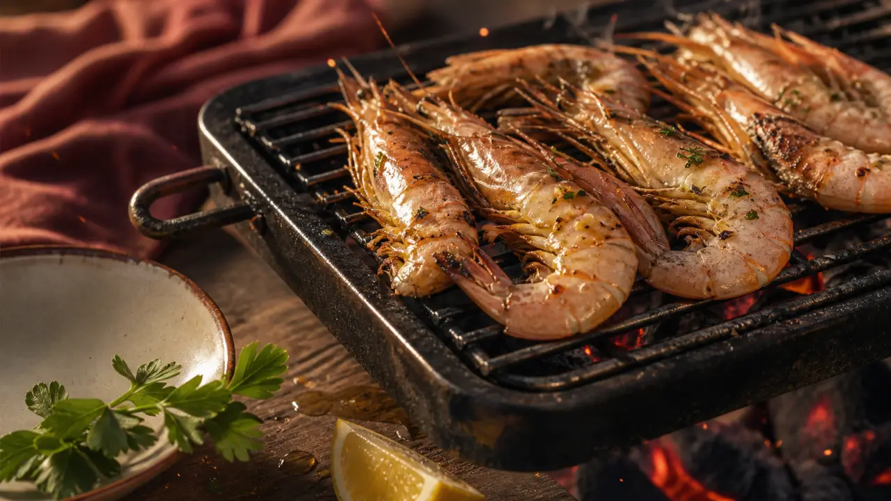 Gambas au barbecue marinade citron-ail, prêtes en 10 minutes