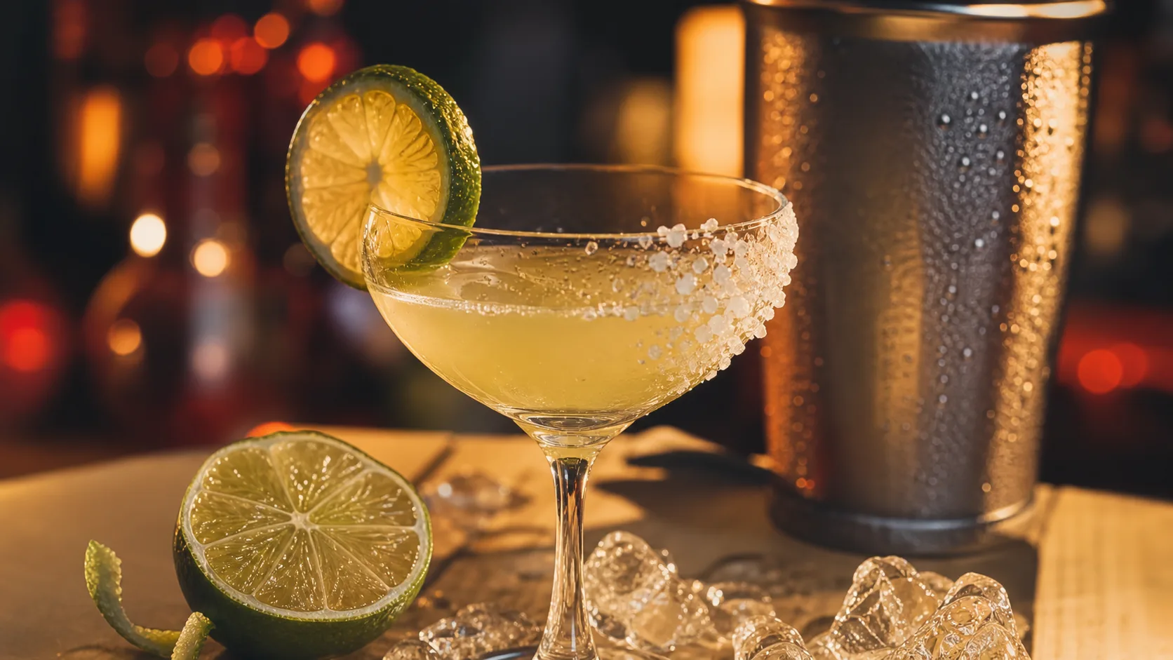 Margarita recette originale, bord salé givré et citron vert