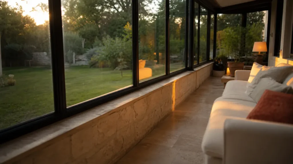 Muret pour veranda : intimité, lumière, parpaing enduit