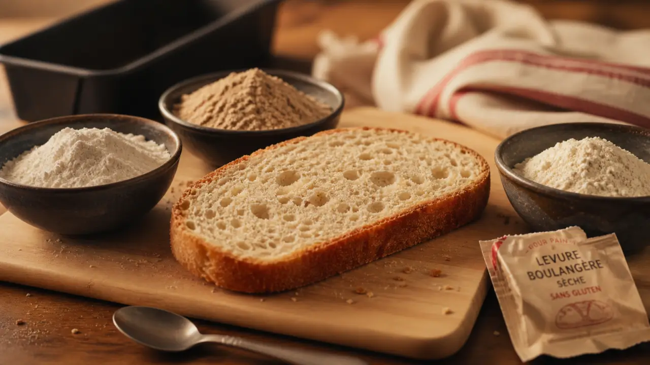 Pain sans gluten : quelle farine ? mélange riz, sarrasin et fécule, tranche tranchée