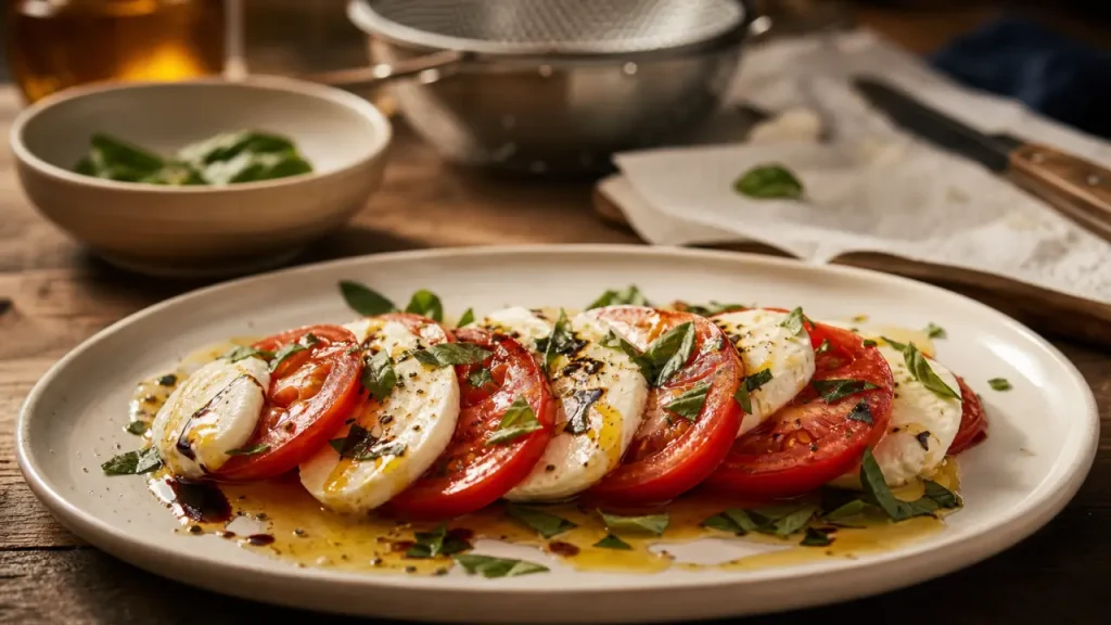 Salade mozzarella tomate : tomates mûres et mozzarella