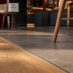 Salon parquet cuisine carrelage : jonction nette et transition