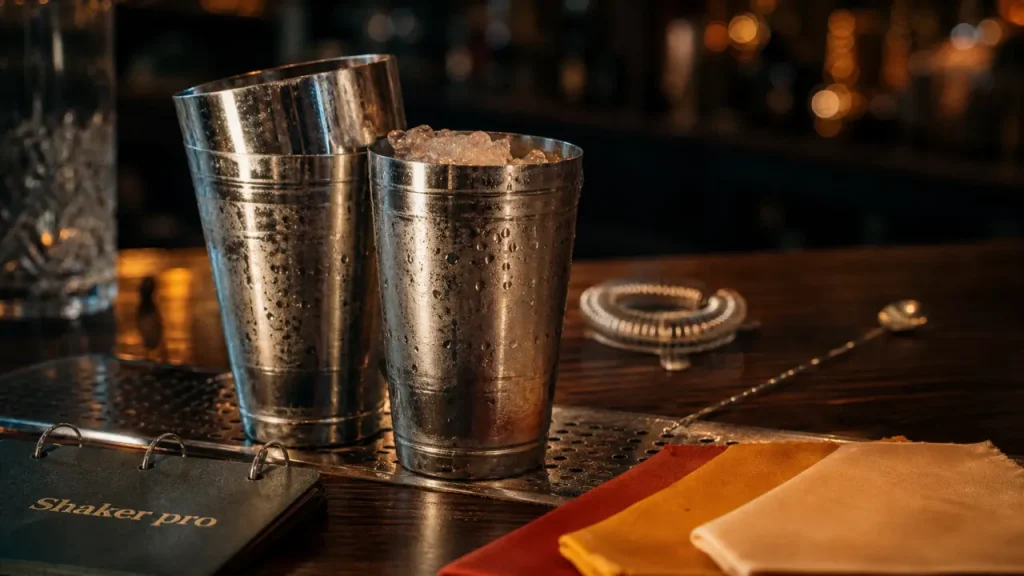 Shaker cocktail professionnel Boston tin-on-tin, bar et glace pilée