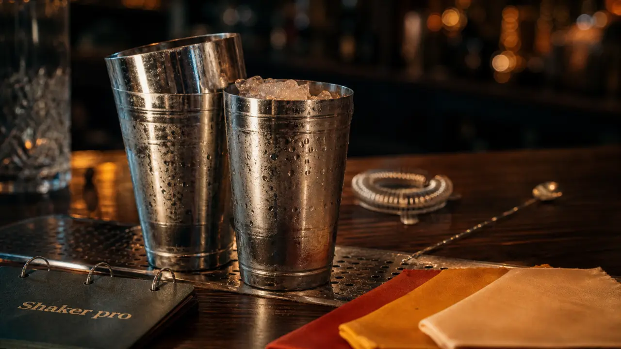 Shaker cocktail professionnel Boston tin-on-tin, bar et glace pilée
