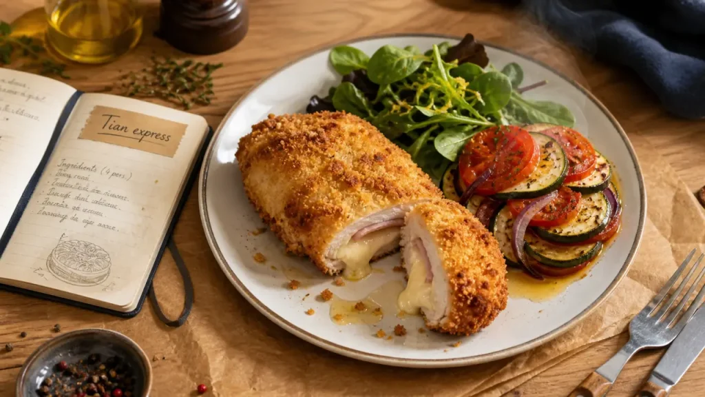 Accompagnements cordon bleu : tian express fumant et salade citron