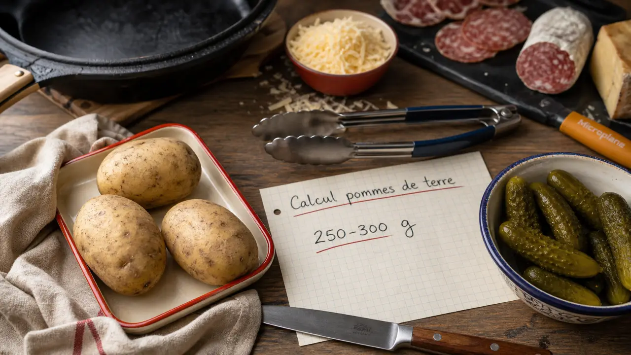 Combien de patate par personne raclette : 250 à 300 g de pommes de terre