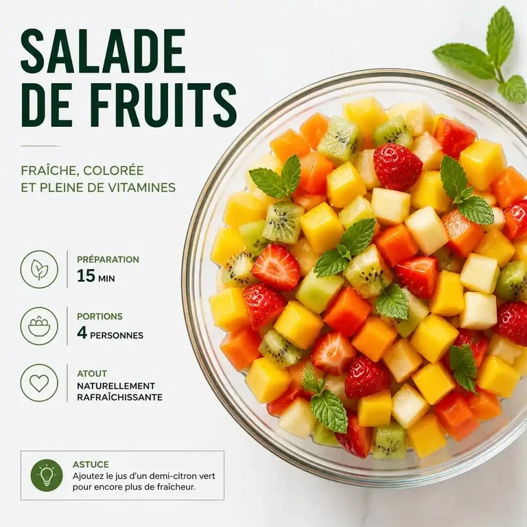 Salade de fruits fraîche et colorée, recette de salade au fruit maison