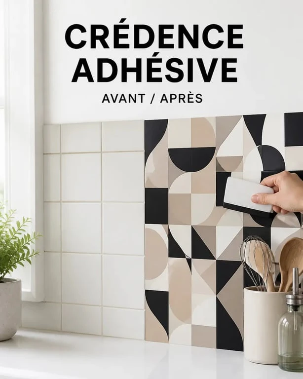 Transformation d'un mur de cuisine avec une crédence adhésive décorative