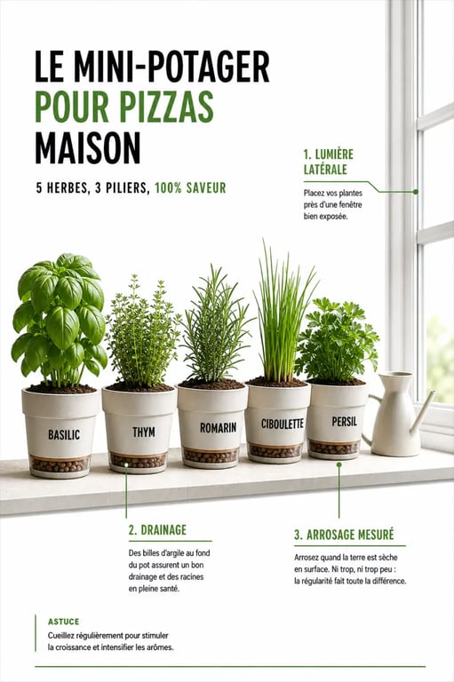 Comment cultiver ses propres herbes aromatiques pour des pizzas maison sur un rebord de fenêtre lumineux