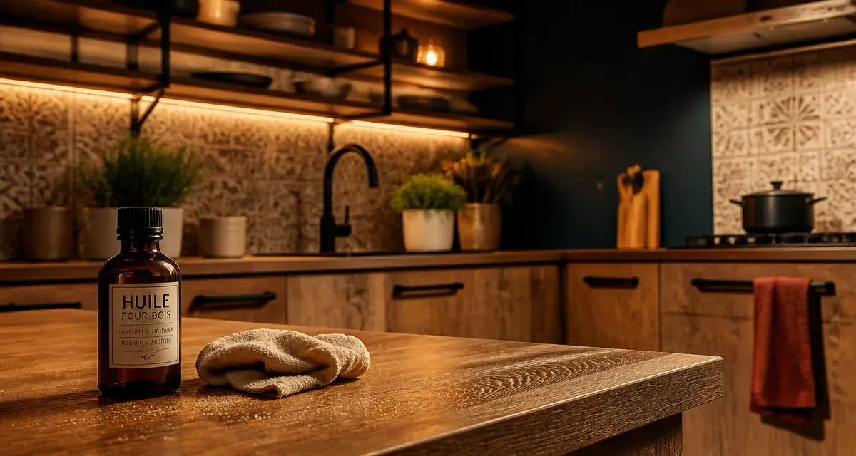Cuisine en chêne huilée, modernisée sans peinture