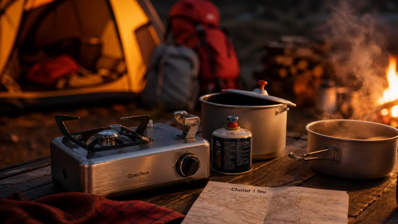 Petit réchaud gaz 1 feu en bivouac