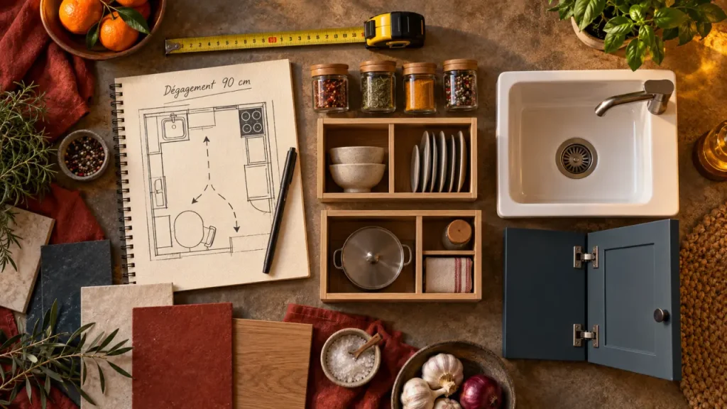 Aménager une petite cuisine : dégagement 90 cm pour circuler
