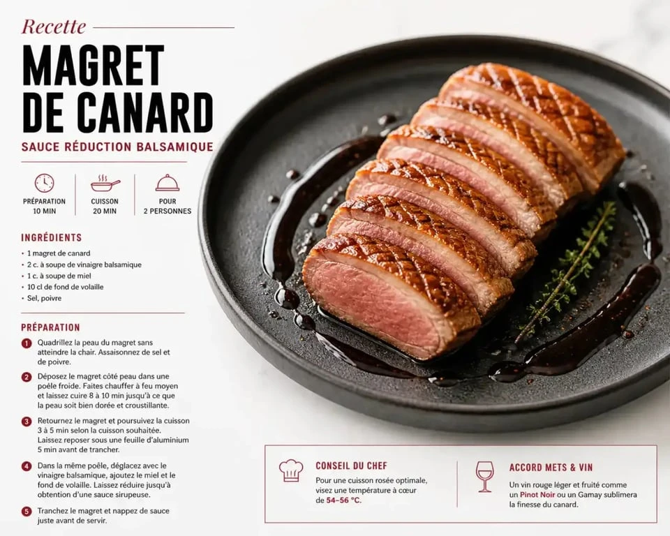 Magret de canard à la plancha avec peau croustillante et chair rosée