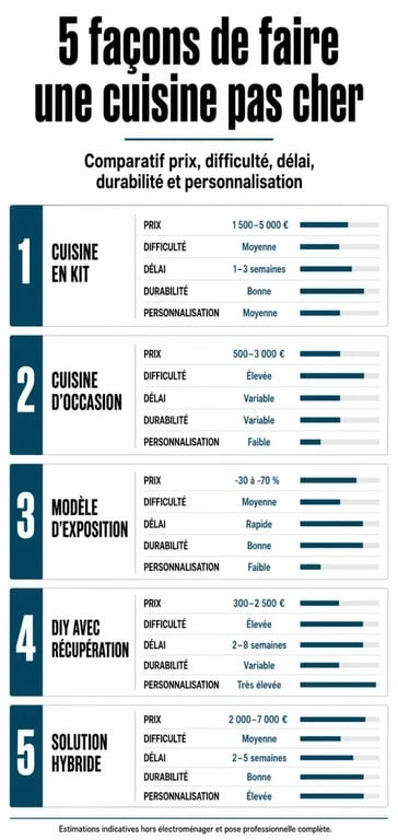 Faire une cuisine pas cher : comparatif des solutions kit, occasion et DIY