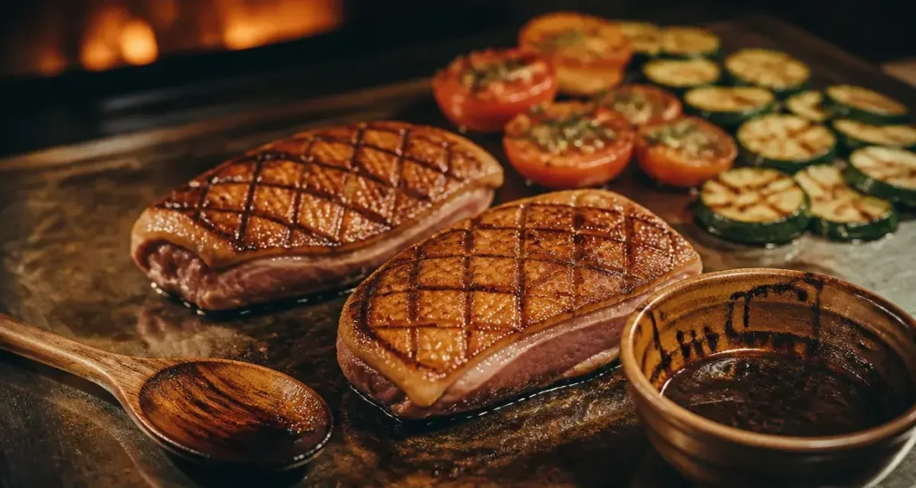 Magret a la plancha : peau croustillante, cœur rosé