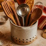 Pot ustensiles cuisine en céramique pour organiser les ustensiles