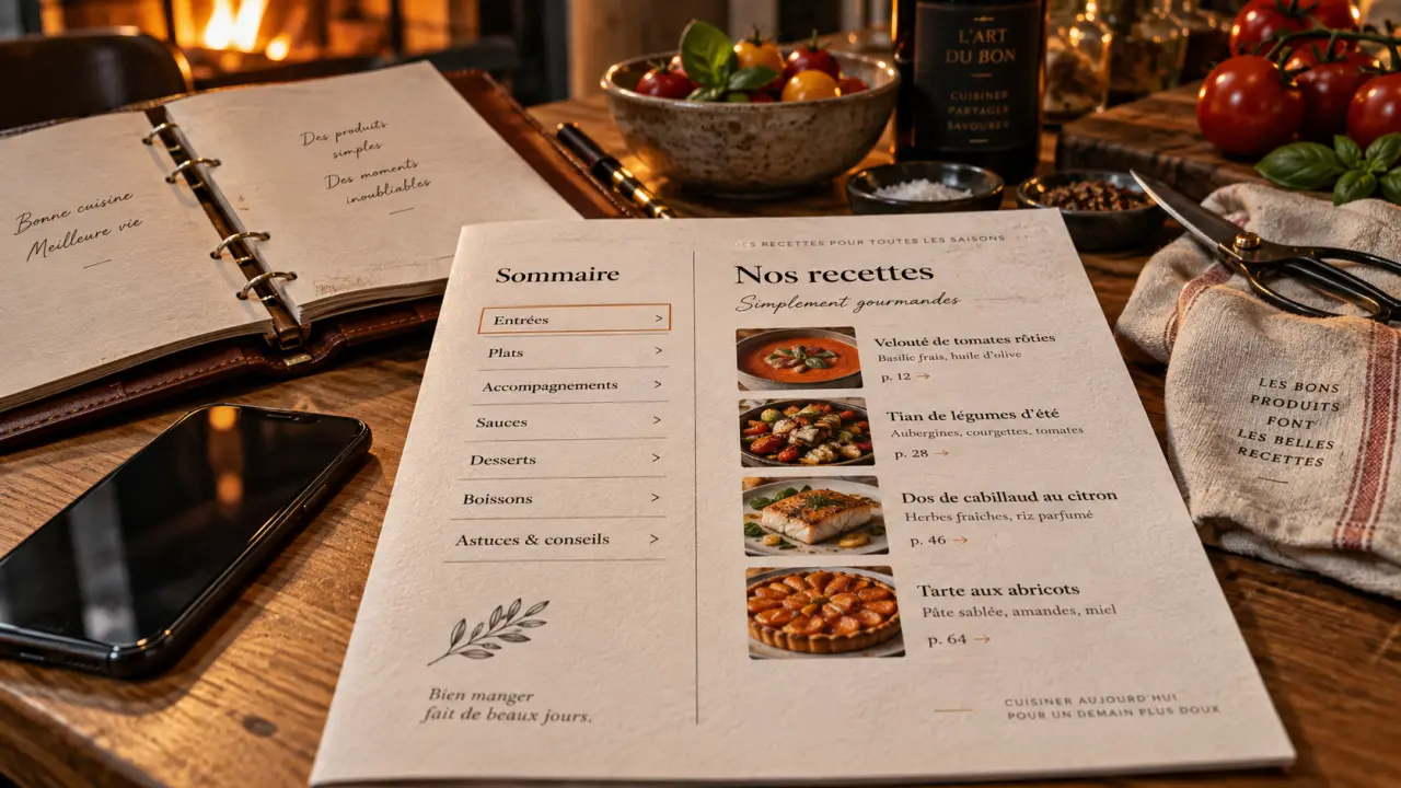 Recettes tous en cuisine pdf : sommaire et impression sur papier et classeur