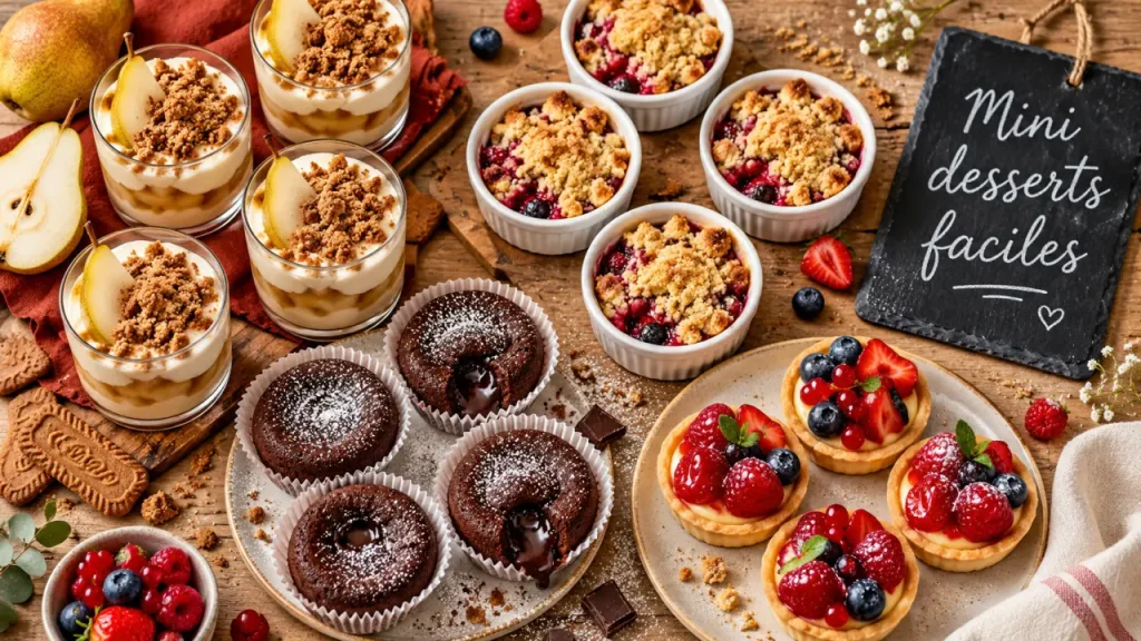 Mini desserts individuels facile : 4 mini desserts en verrines et ramequins