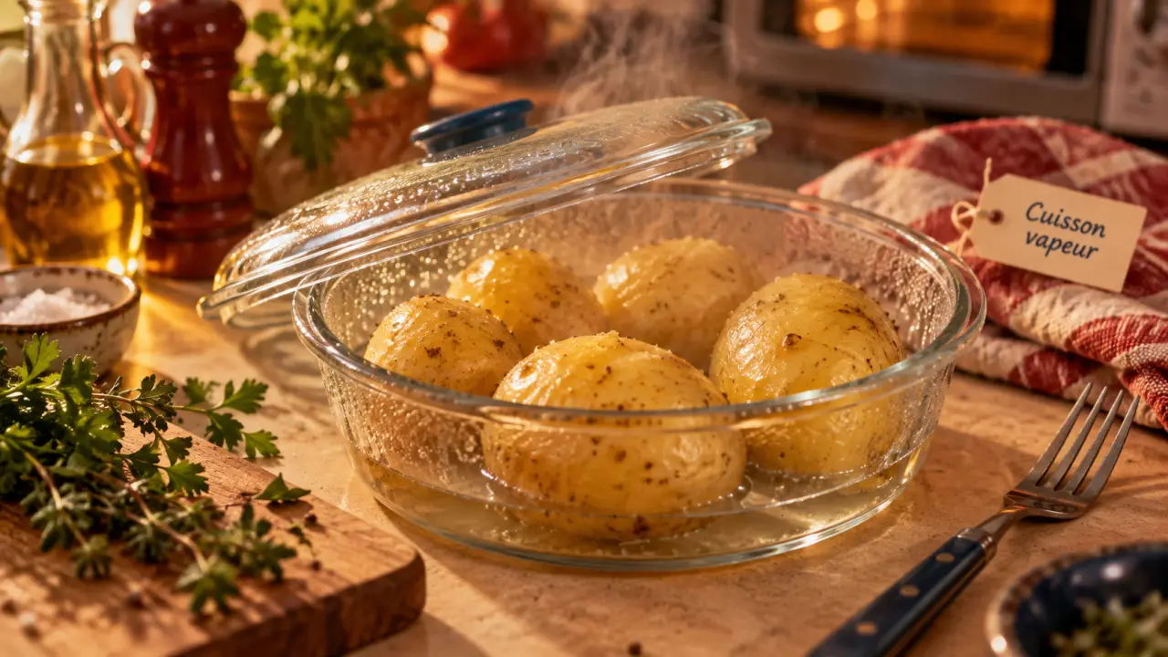 Pommes de terre micro ondes cuisson vapeur, cœur tendre
