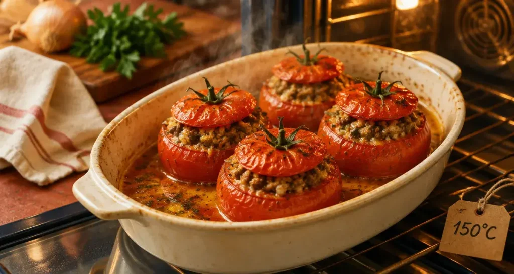 Temps de cuisson tomates farcies au four chaleur tournante : 150°C, 30 à 40 minutes