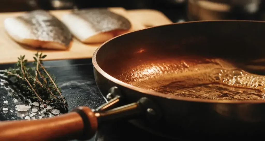Poêle en cuivre pour ustensiles de cuisine en cuivre, beurre noisette